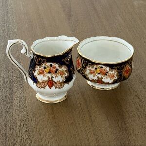 Royal Albert Heirloom Mini Creamer & Sugar Bowl Set – Bone China – England